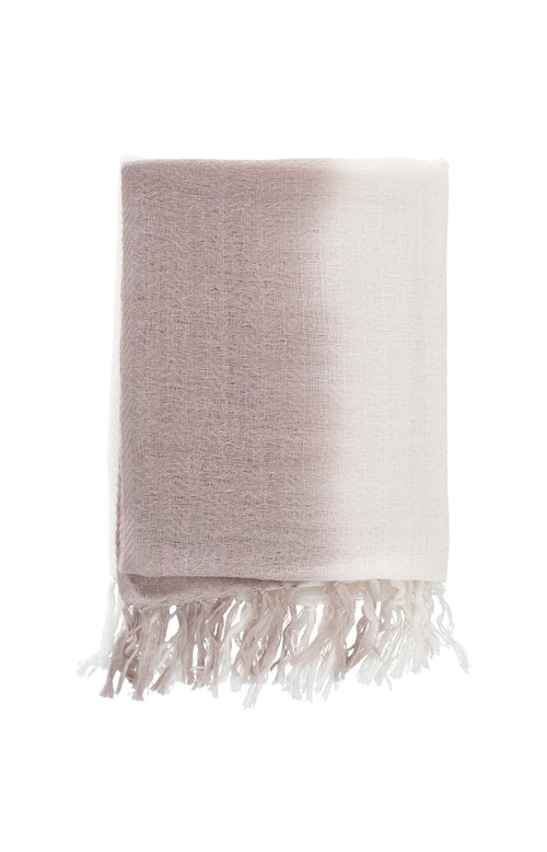Dip dye sjaal met kwastjes - Pure Cashmere Brown
