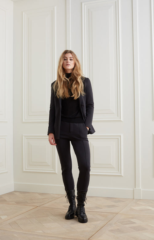 Jersey broek met tailored fit in een katoen mix - Moonless Night Black - Type: lookbook