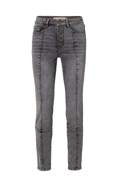 High waist skinny jeans met zakken en knoopsluiting - Grey Denim - Type: product