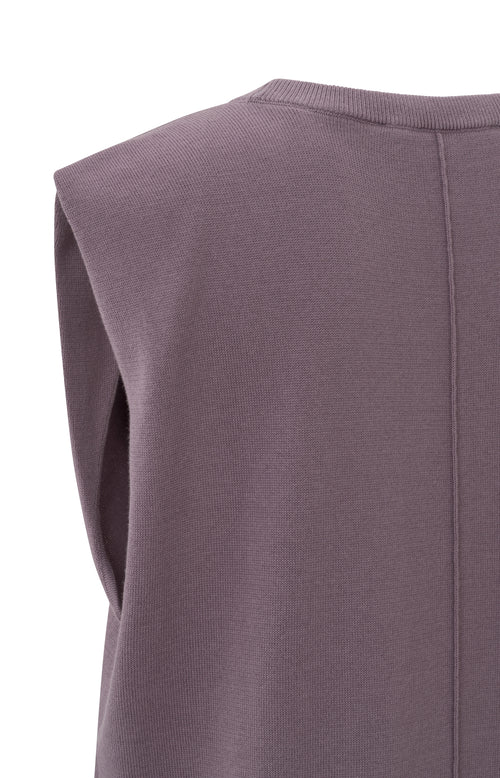 Mouwloze trui met ronde hals en gedetailleerde schouders - Moonscape Purple
