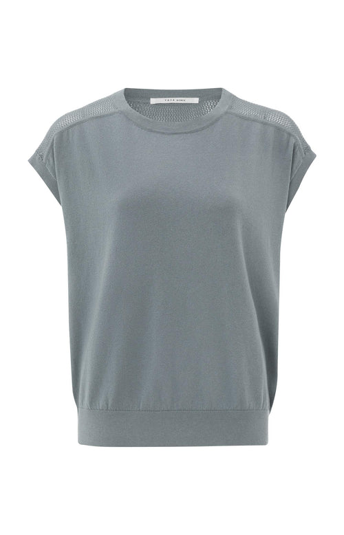 Mouwloze trui met ronde hals, naad details en mesh - Ultimate Grey - Type: product