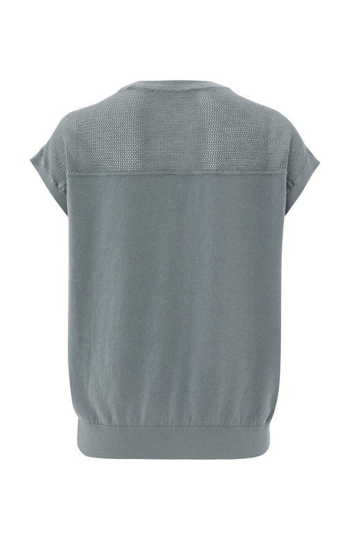 Mouwloze trui met ronde hals, naad details en mesh - Ultimate Grey