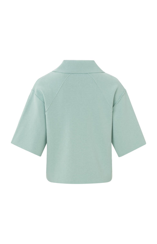 Polo trui met rits, halflange mouwen en naaddetails - Harbor Gray Blue