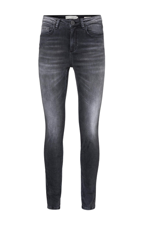 Skinny denim jeans met hoge taille in katoenmix - Grey Denim - Type: product