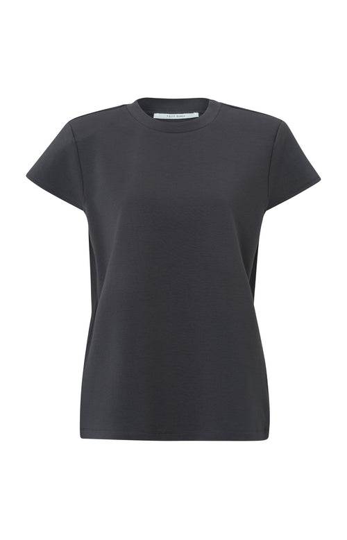 Soepelvallend T-shirt met ronde hals en kapmouwen - Magnet Grey - Type: product