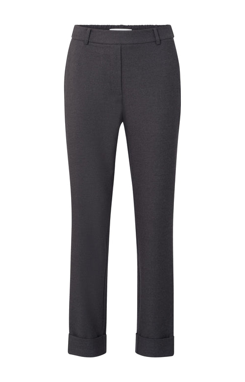 Zachte pantalon met rechte pijp, zakken en elastische taille - Phantom Melange - Type: product