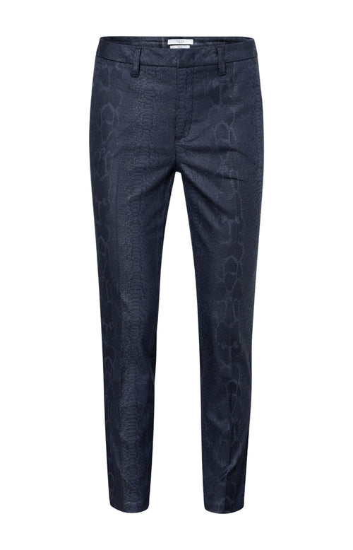 Elastische broek met print in een katoen mix - Carbon Dark Blue Dessin - Type: product