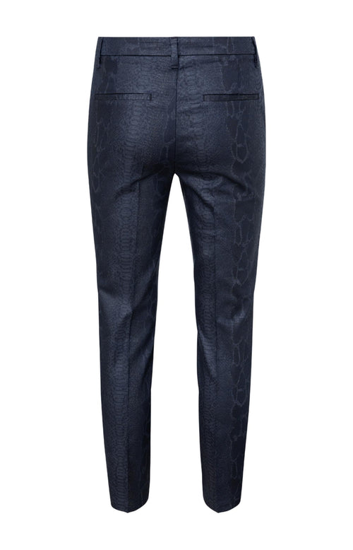 Elastische broek met print in een katoen mix - Carbon Dark Blue Dessin