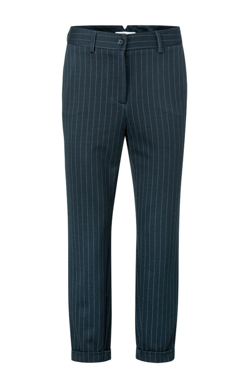 Pantalon met krijtstreep in een viscose mix - Carbon Dark Blue Dessin - Type: product