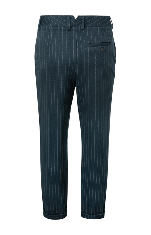 Pantalon met krijtstreep in een viscose mix - Carbon Dark Blue Dessin