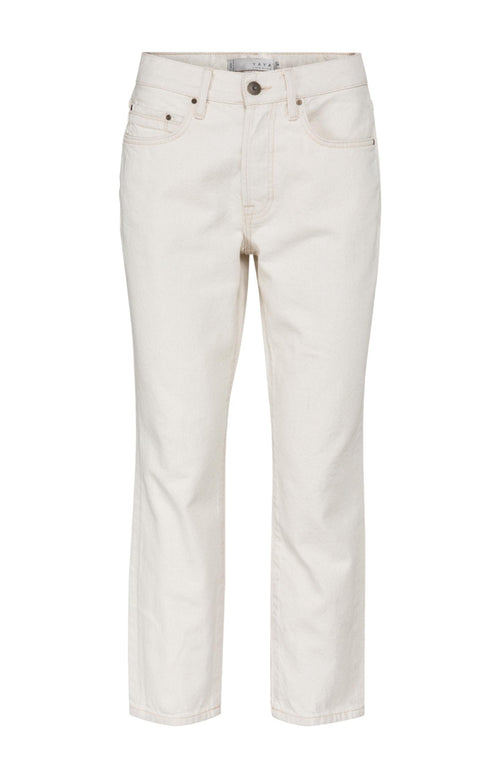 Straight fit denim in a 100% cotton fabric - Off White - Type: product