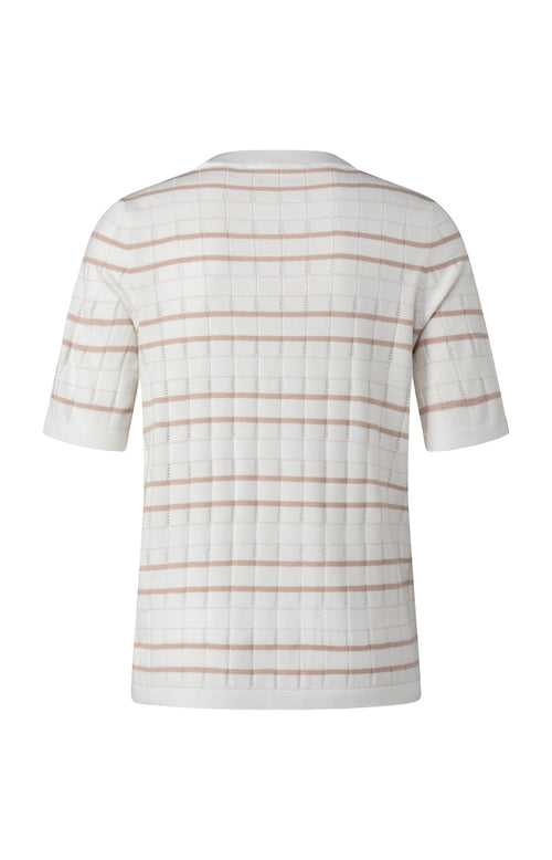 Structuren trui met strepen met korte mouwen - Wool White Dessin