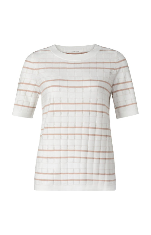Structuren trui met strepen met korte mouwen - Wool White Dessin - Type: product