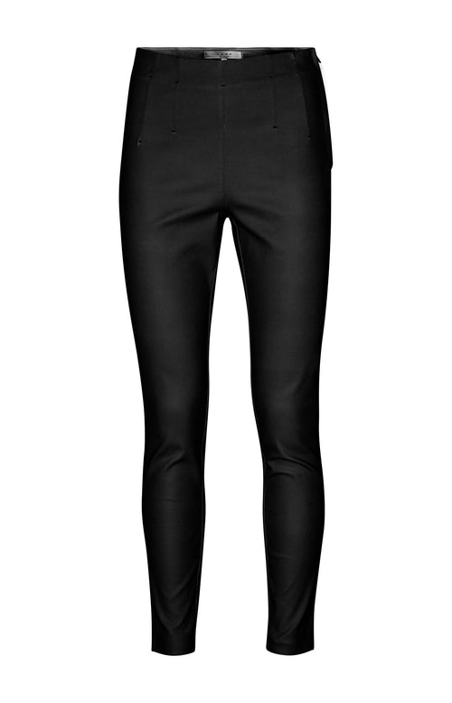 Tregging met coating en hoge taille in katoenmix - Black - Type: product
