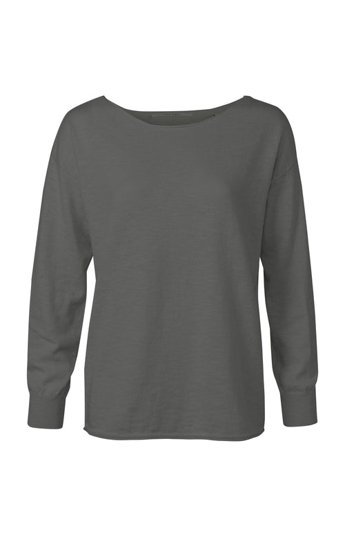 Trui in een kasjmieren mix met een boothals en lange mouwen - Volcanic Glass Dark Grey - Type: product