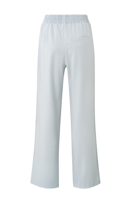 Zachte broek met wijde pijp, tailleband en naaddetail - Pearl Blue