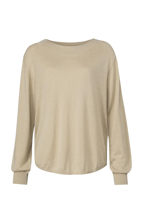 Zijde mix kwaliteit trui met een boothals en lange mouwen - Brown Rice Soft Sand - Type: product